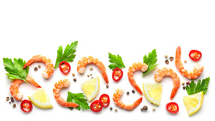 Image showing pattern of prawns and spices