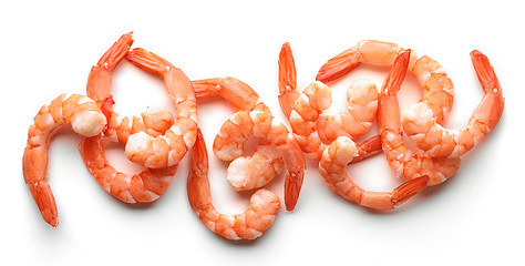 Image showing boiled prawns on white background