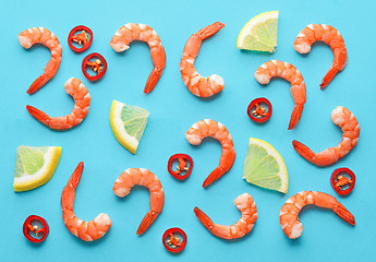 Image showing pattern of prawns, lemon and chili