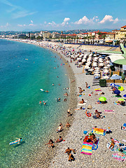 Image showing people are sunbathing at Nice beach