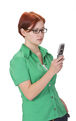 Image showing Girl with mobile phone