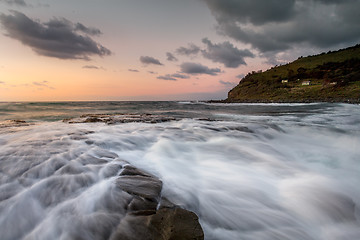 Image showing Dawn sky rock flows Garie Beach