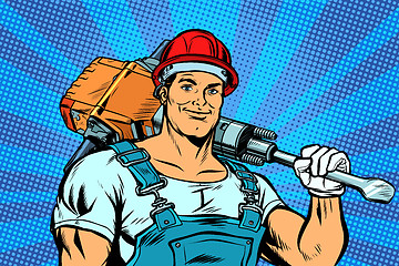 Image showing pop art worker with a jackhammer