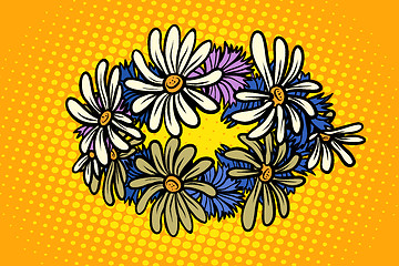 Image showing wreath of wild flowers chamomile