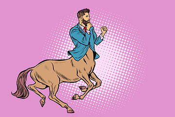 Image showing pop art Businessman centaur ready to fight