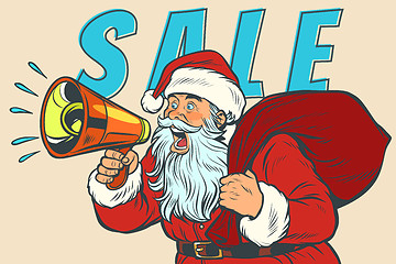 Image showing Christmas sale Santa Claus with megaphone