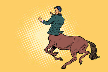 Image showing pop art Businessman centaur ready to fight