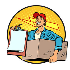 Image showing courier. Delivery of parcels and mail. Postman.