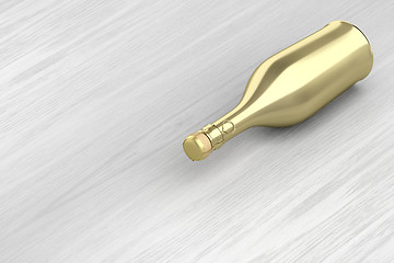 Image showing Golden champagne bottle