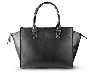 Image showing Ladies black leather bag