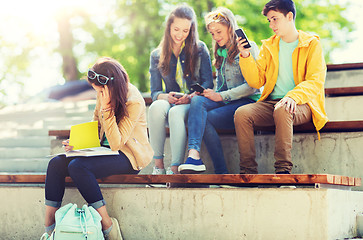 Image showing student girl suffering of classmates mockery