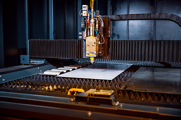 Image showing CNC Laser cutting of metal, modern industrial technology.