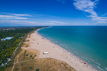 Image showing Italy, the beach of the Adriatic sea. Rest on the sea near Venic