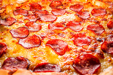 Image showing Pepperoni pizza closeup