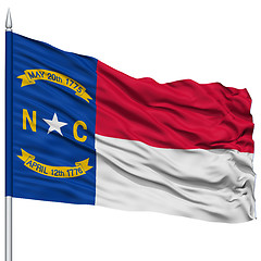 Image showing Isolated North Carolina Flag on Flagpole, USA state