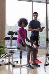 Image showing couple in a gym have break