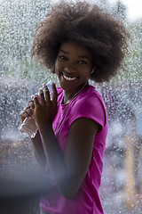 Image showing portrait of young afro american woman in gym