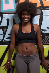 Image showing black woman after a workout at the gym