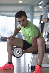 Image showing handsome man working out with dumbbells