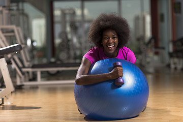 Image showing woman  relaxing after pilates workout