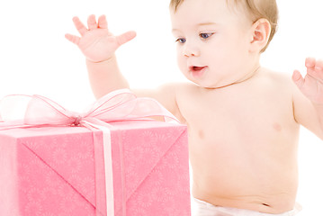 Image showing baby boy with gift box