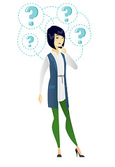 Image showing Young business woman thinking vector illustration.