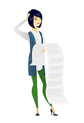 Image showing Business woman holding long bill.