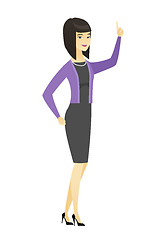 Image showing Business woman pointing with her forefinger.