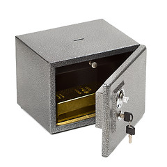 Image showing Opened safe with golden piece.