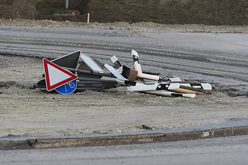 Image showing Piled street signs