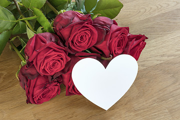 Image showing Red roses with heart