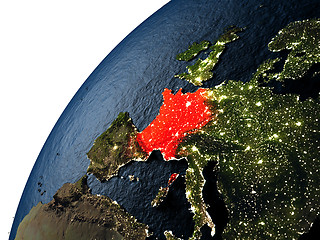 Image showing France in red on Earth at night