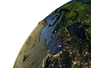 Image showing Cyprus in red on Earth at night