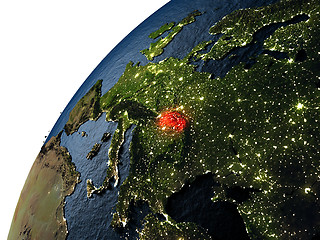 Image showing Slovakia in red on Earth at night