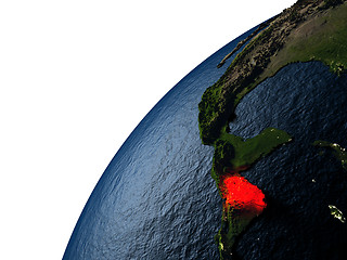 Image showing Honduras in red on Earth at night