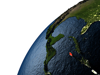 Image showing Jamaica in red on Earth at night