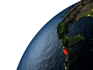 Image showing El Salvador in red on Earth at night