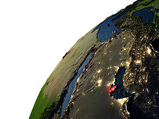 Image showing Qatar in red on Earth at night