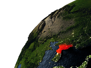 Image showing North Korea in red on Earth at night