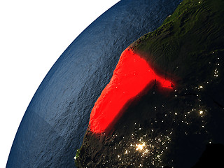 Image showing Namibia in red on Earth at night