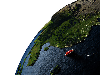 Image showing Taiwan in red on Earth at night