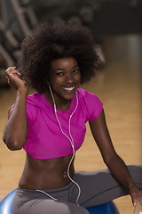 Image showing woman  relaxing after pilates workout