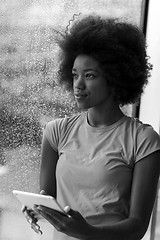 Image showing african american woman using tablet