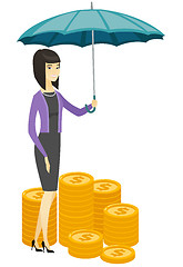 Image showing Business woman insurance agent with umbrella.