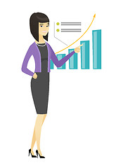 Image showing Successful business woman pointing at chart.