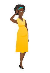 Image showing Young african pregnant woman scratching her head.