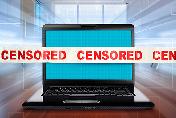 Image showing tape with censored for black laptop