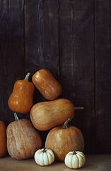 Image showing Stack of pumpkins after harvesting