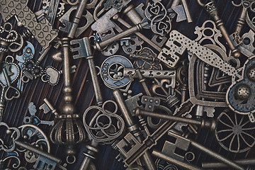 Image showing Full frame photo of the various antique keys