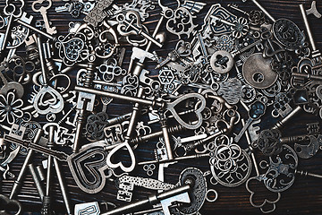 Image showing Full frame photo of the various antique keys